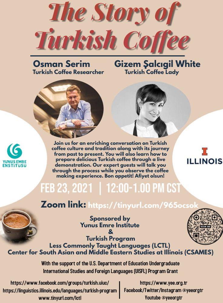 Flyer for the Story of Turkish Coffee Event The Story of Turkish Coffee with Osman Serim and Gizem Ṣalcıgil White